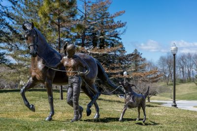 Running Together Statue outside of the Virginia-Maryland College of Veterinary Medicine.