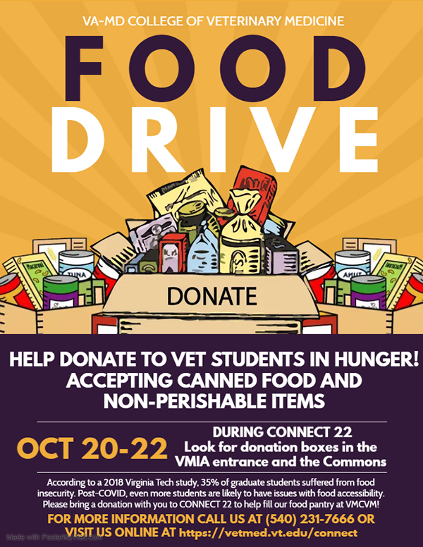 Flyer for Connect 2022 food drive for students.