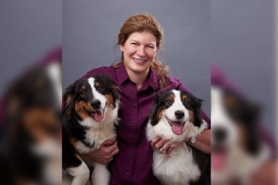 Mary Jean Gorse (middle) with two dogs.