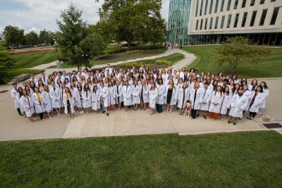 DVM Class of 2026 White Coat Ceremony group photo.