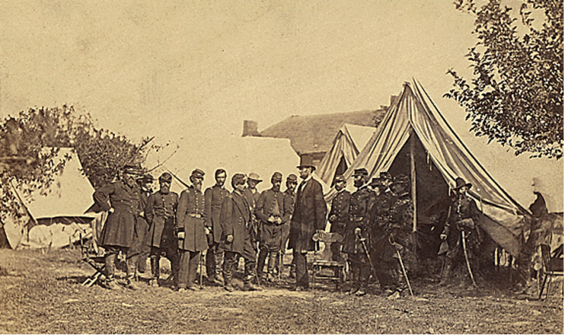 President Abraham Lincoln on the battlefield of Antietam, 1862. Courtesy of the National Archives.
